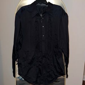 Solid, black patterned, Robert Graham dress shirt